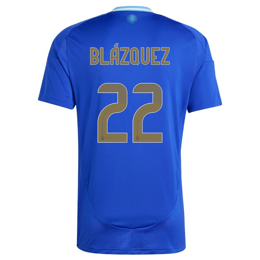 Mænd Argentina Joaquin Blazquez #22 Blå Udebane Spillertrøjer 24-26 Trøje T-Shirt