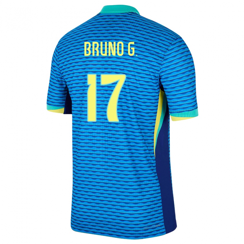 Mænd Brasilien Bruno Guimaraes #17 Blå Udebane Spillertrøjer 24-26 Trøje T-Shirt