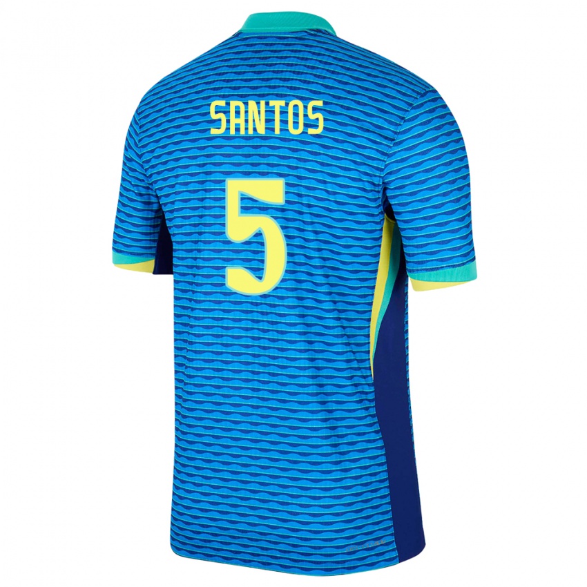 Mænd Brasilien Andrey Santos #5 Blå Udebane Spillertrøjer 24-26 Trøje T-Shirt