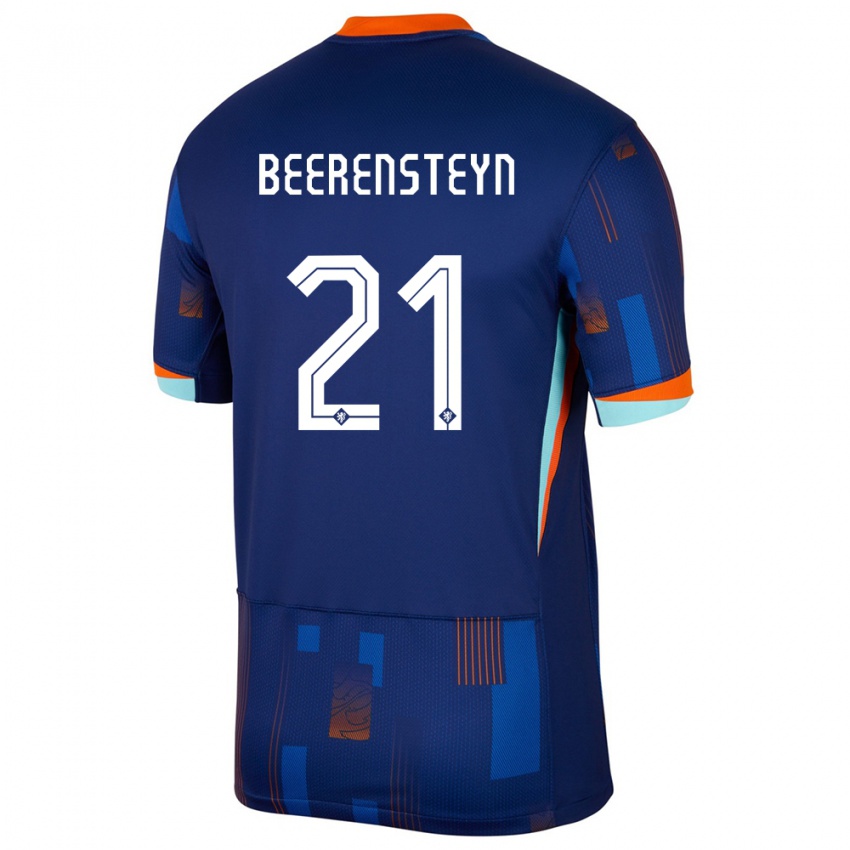 Mænd Holland Lineth Beerensteyn #21 Blå Udebane Spillertrøjer 24-26 Trøje T-Shirt