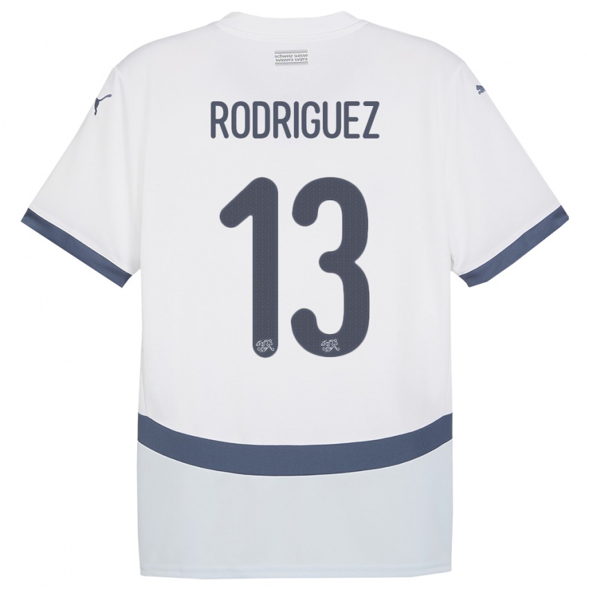 Mænd Schweiz Ricardo Rodriguez #13 Hvid Udebane Spillertrøjer 24-26 Trøje T-Shirt