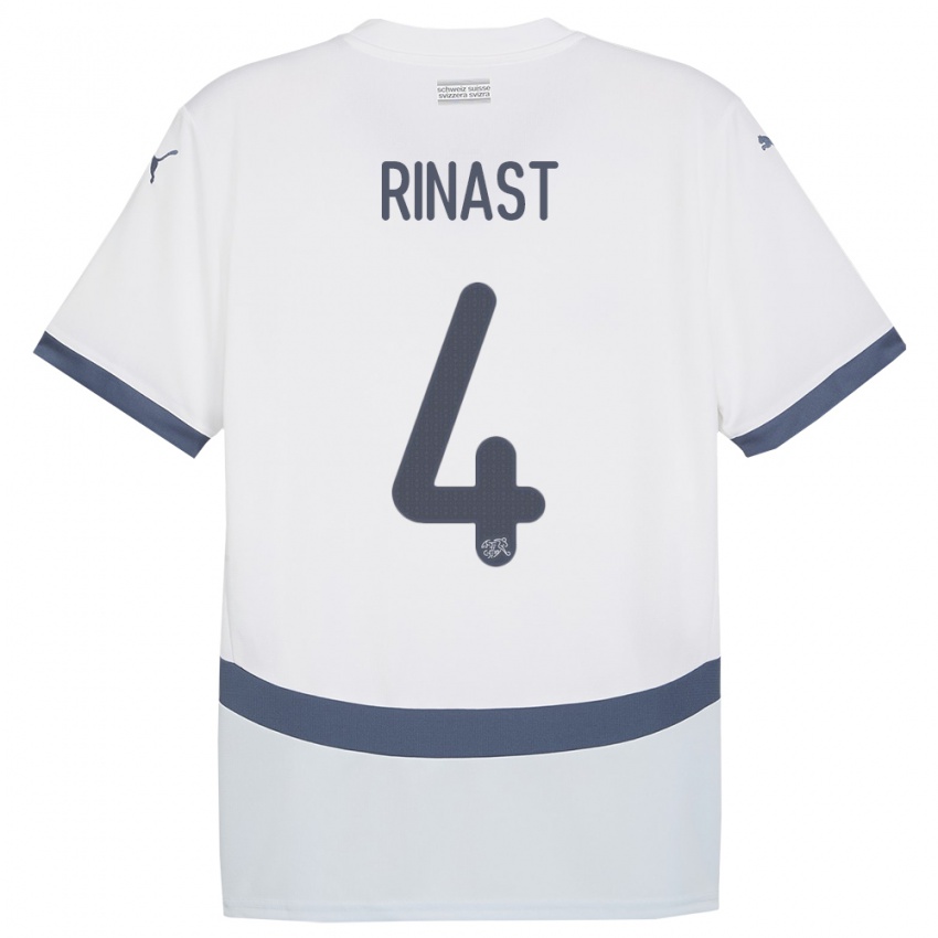 Mænd Schweiz Rachel Rinast #4 Hvid Udebane Spillertrøjer 24-26 Trøje T-Shirt