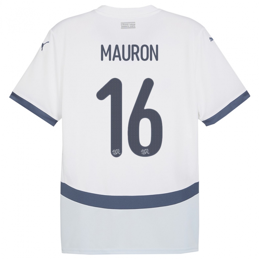 Mænd Schweiz Sandrine Mauron #16 Hvid Udebane Spillertrøjer 24-26 Trøje T-Shirt