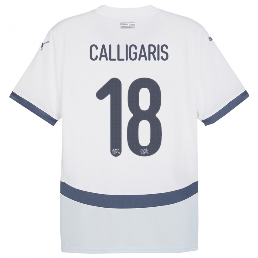 Mænd Schweiz Viola Calligaris #18 Hvid Udebane Spillertrøjer 24-26 Trøje T-Shirt