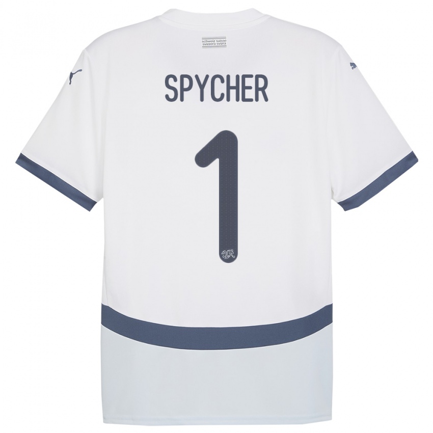 Mænd Schweiz Tim Spycher #1 Hvid Udebane Spillertrøjer 24-26 Trøje T-Shirt