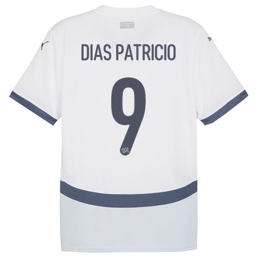 Mænd Schweiz Alexandre Dias Patricio #9 Hvid Udebane Spillertrøjer 24-26 Trøje T-Shirt