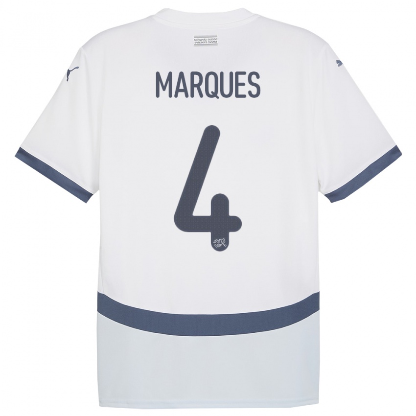 Mænd Schweiz Christian Marques #4 Hvid Udebane Spillertrøjer 24-26 Trøje T-Shirt