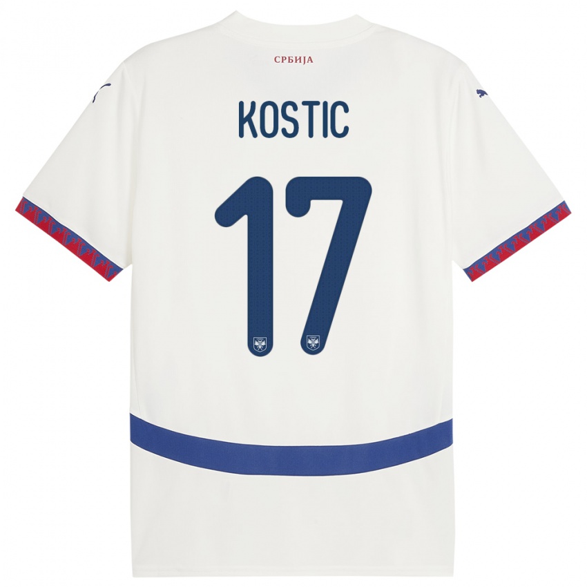 Mænd Serbien Filip Kostic #17 Hvid Udebane Spillertrøjer 24-26 Trøje T-Shirt