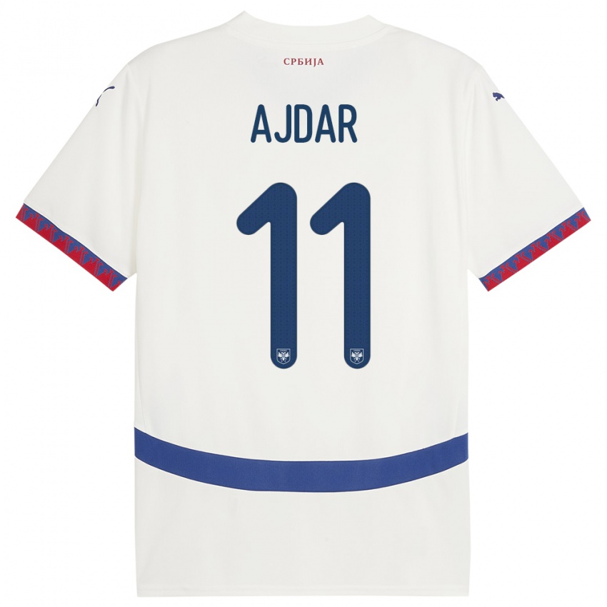 Mænd Serbien Ognjen Ajdar #11 Hvid Udebane Spillertrøjer 24-26 Trøje T-Shirt