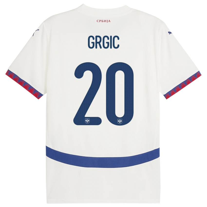 Mænd Serbien Dario Grgic #20 Hvid Udebane Spillertrøjer 24-26 Trøje T-Shirt