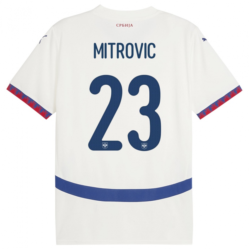 Mænd Serbien Vuk Mitrovic #23 Hvid Udebane Spillertrøjer 24-26 Trøje T-Shirt