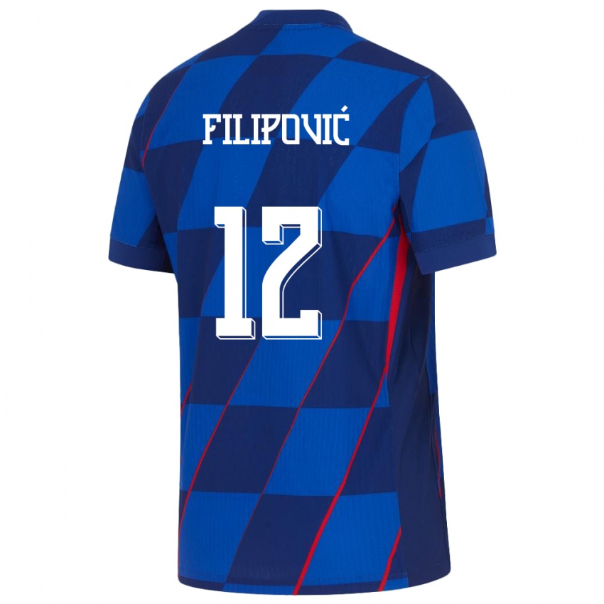 Mænd Kroatien Ana Filipovic #12 Blå Udebane Spillertrøjer 24-26 Trøje T-Shirt