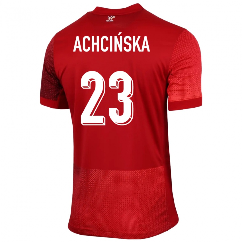 Mænd Polen Adriana Achcinska #23 Rød Udebane Spillertrøjer 24-26 Trøje T-Shirt