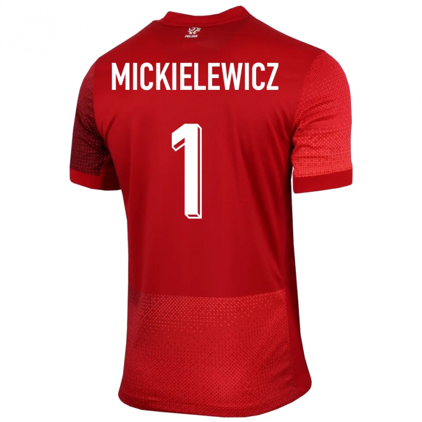 Mænd Polen Aleksander Mickielewicz #1 Rød Udebane Spillertrøjer 24-26 Trøje T-Shirt