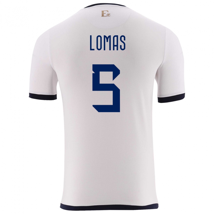 Mænd Ecuador Ariana Lomas #5 Hvid Udebane Spillertrøjer 24-26 Trøje T-Shirt