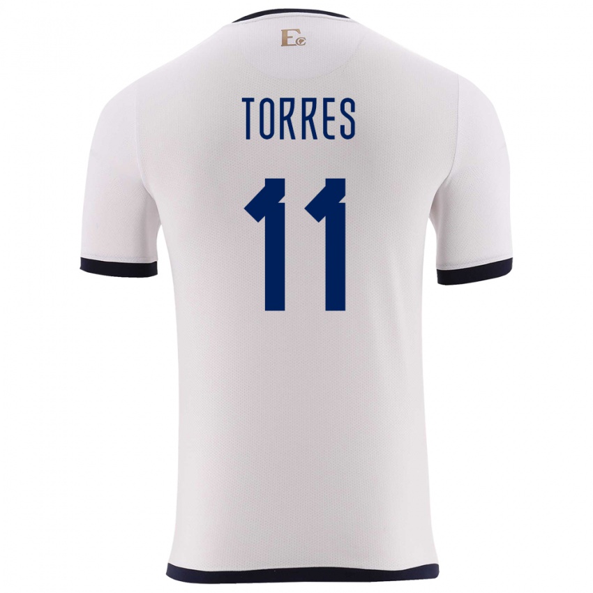 Mænd Ecuador Ambar Torres #11 Hvid Udebane Spillertrøjer 24-26 Trøje T-Shirt