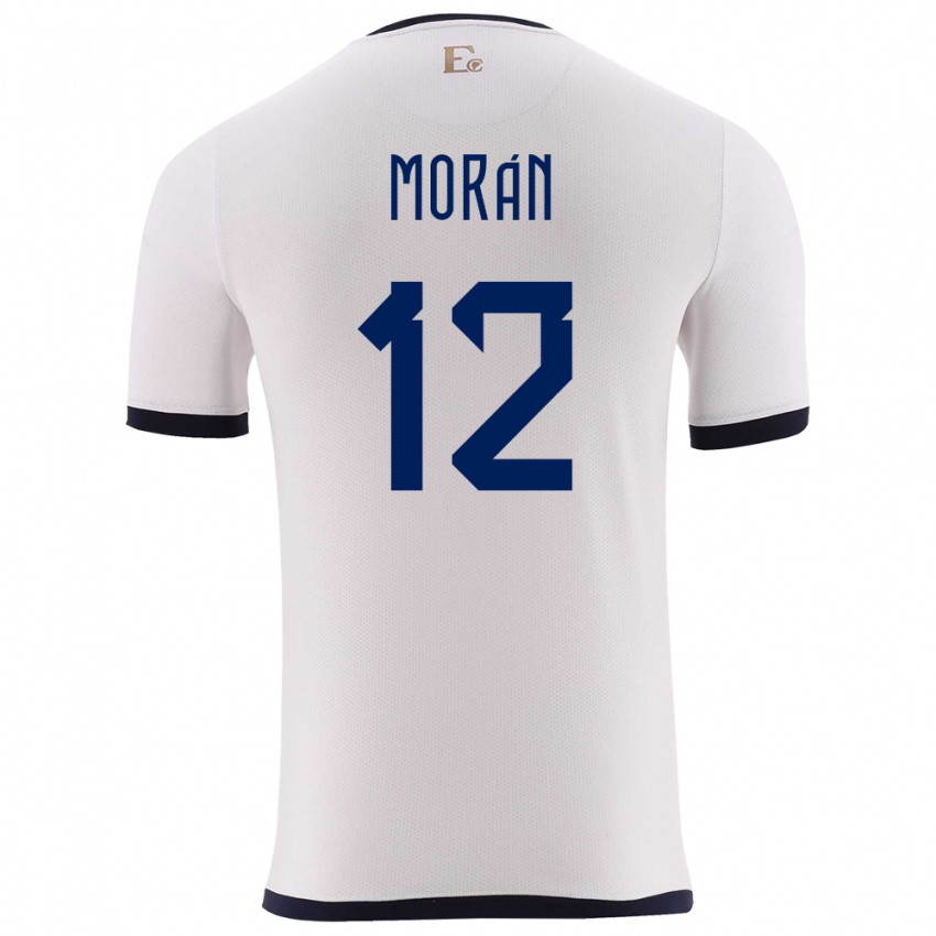 Mænd Ecuador Andrea Moran #12 Hvid Udebane Spillertrøjer 24-26 Trøje T-Shirt