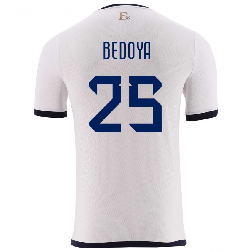 Mænd Ecuador Jaydah Bedoya #25 Hvid Udebane Spillertrøjer 24-26 Trøje T-Shirt