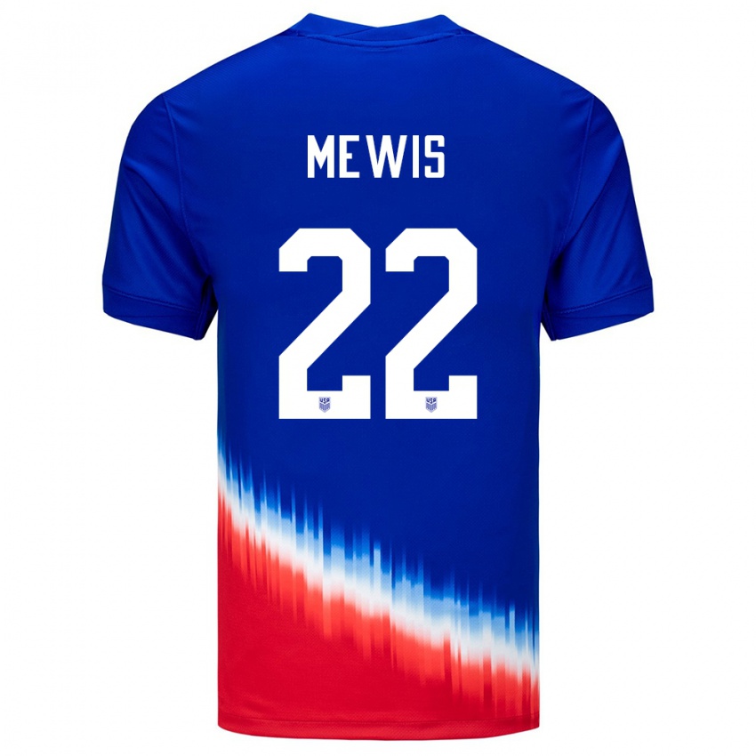 Mænd Usa Kristie Mewis #22 Blå Udebane Spillertrøjer 24-26 Trøje T-Shirt