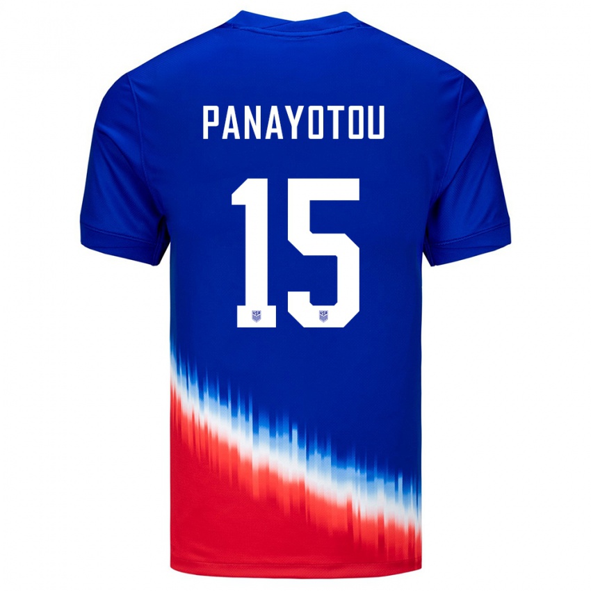 Mænd Usa Jack Panayotou #15 Blå Udebane Spillertrøjer 24-26 Trøje T-Shirt