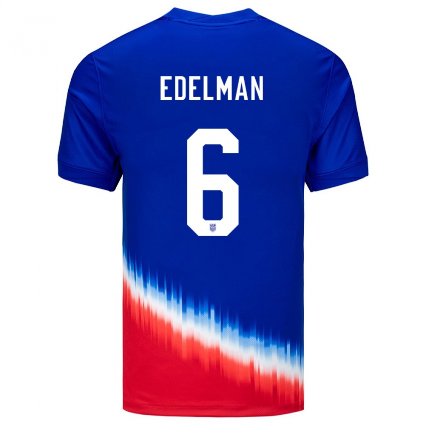 Mænd Usa Daniel Edelman #6 Blå Udebane Spillertrøjer 24-26 Trøje T-Shirt