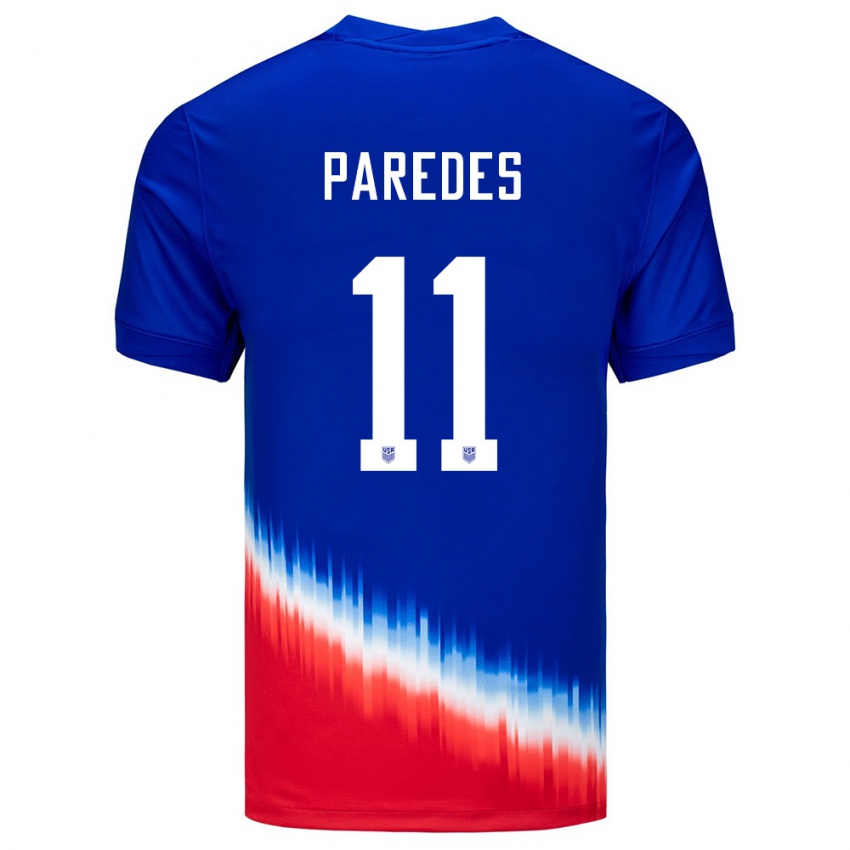 Mænd Usa Kevin Paredes #11 Blå Udebane Spillertrøjer 24-26 Trøje T-Shirt