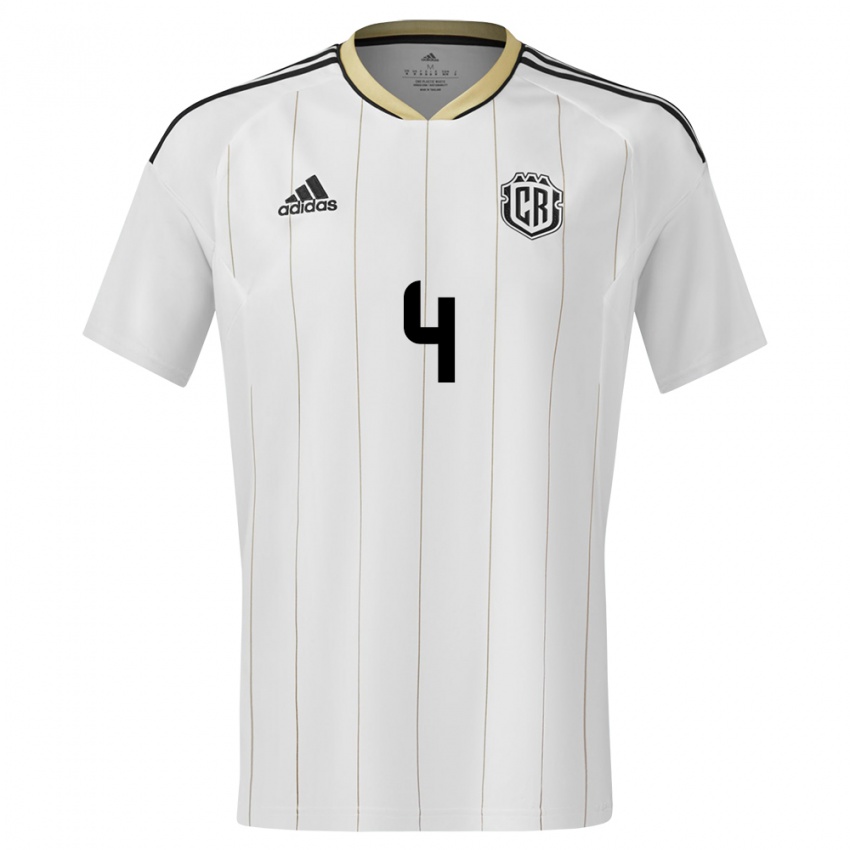 Mænd Costa Rica Brandon Calderon #4 Hvid Udebane Spillertrøjer 24-26 Trøje T-Shirt