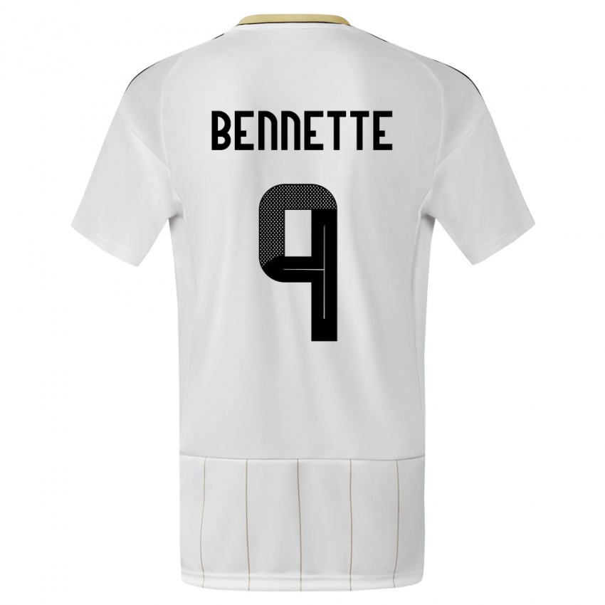 Mænd Costa Rica Jewison Bennette #9 Hvid Udebane Spillertrøjer 24-26 Trøje T-Shirt