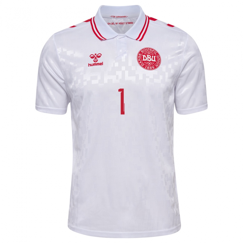 Mænd Danmark Laura Worsoe #1 Hvid Udebane Spillertrøjer 24-26 Trøje T-Shirt
