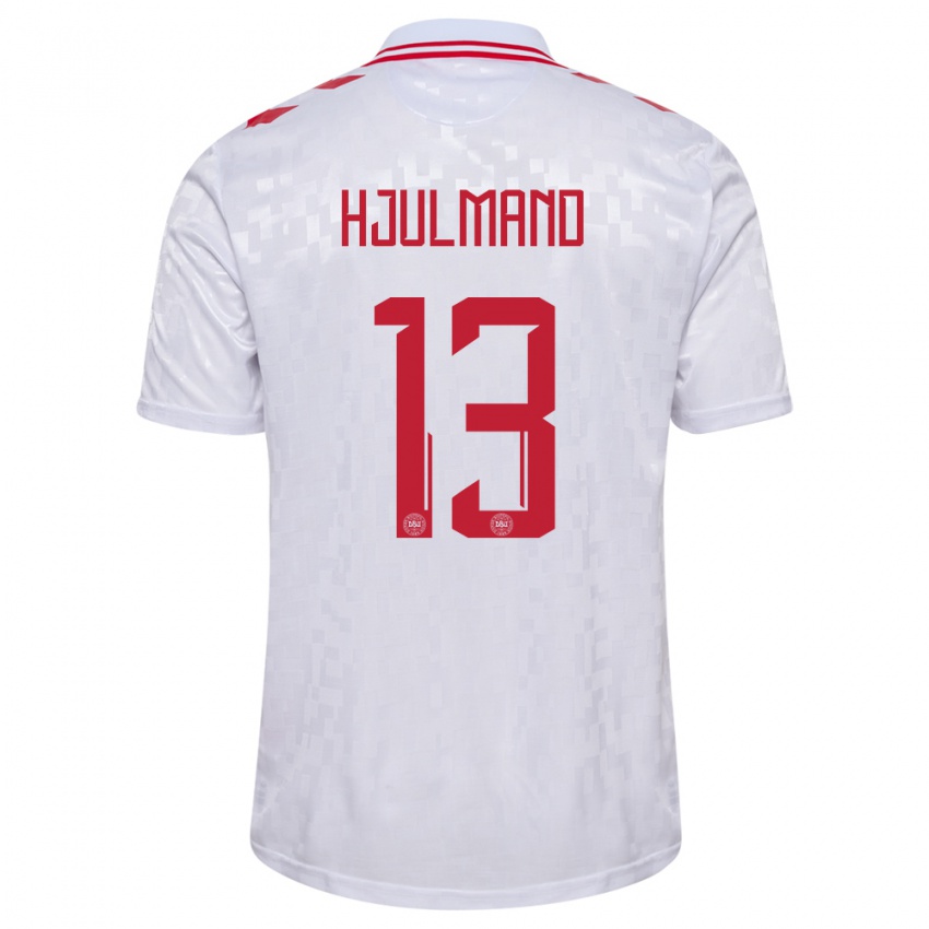 Mænd Danmark Morten Hjulmand #13 Hvid Udebane Spillertrøjer 24-26 Trøje T-Shirt