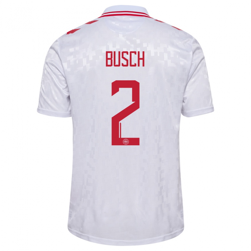 Mænd Danmark Alexander Busch #2 Hvid Udebane Spillertrøjer 24-26 Trøje T-Shirt