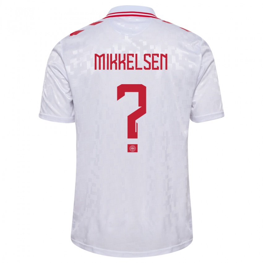 Mænd Danmark Sebastian Mikkelsen #0 Hvid Udebane Spillertrøjer 24-26 Trøje T-Shirt