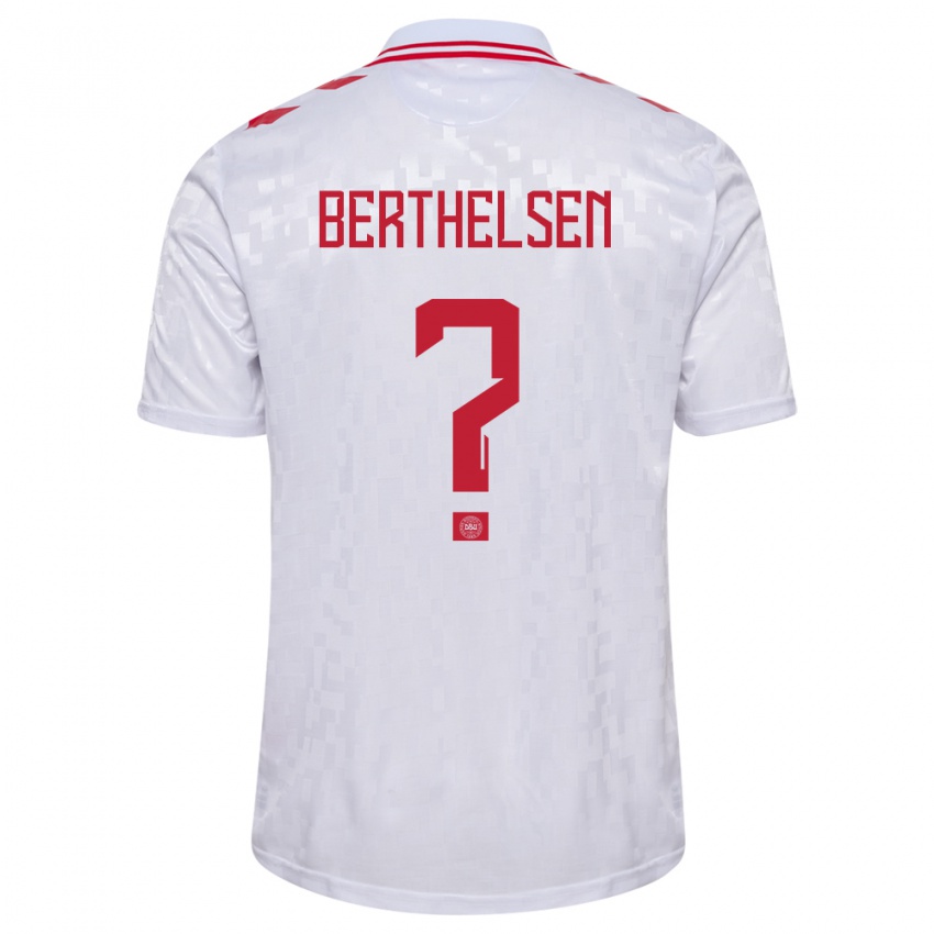 Mænd Danmark Villum Berthelsen #0 Hvid Udebane Spillertrøjer 24-26 Trøje T-Shirt
