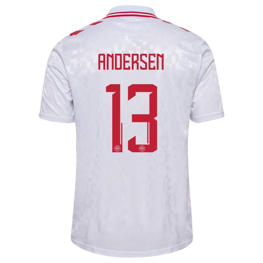 Mænd Danmark Frej Andersen #13 Hvid Udebane Spillertrøjer 24-26 Trøje T-Shirt
