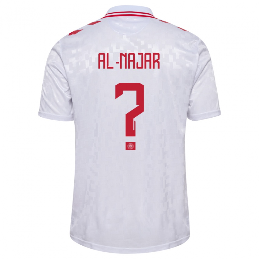 Mænd Danmark Ali Al-Najar #0 Hvid Udebane Spillertrøjer 24-26 Trøje T-Shirt