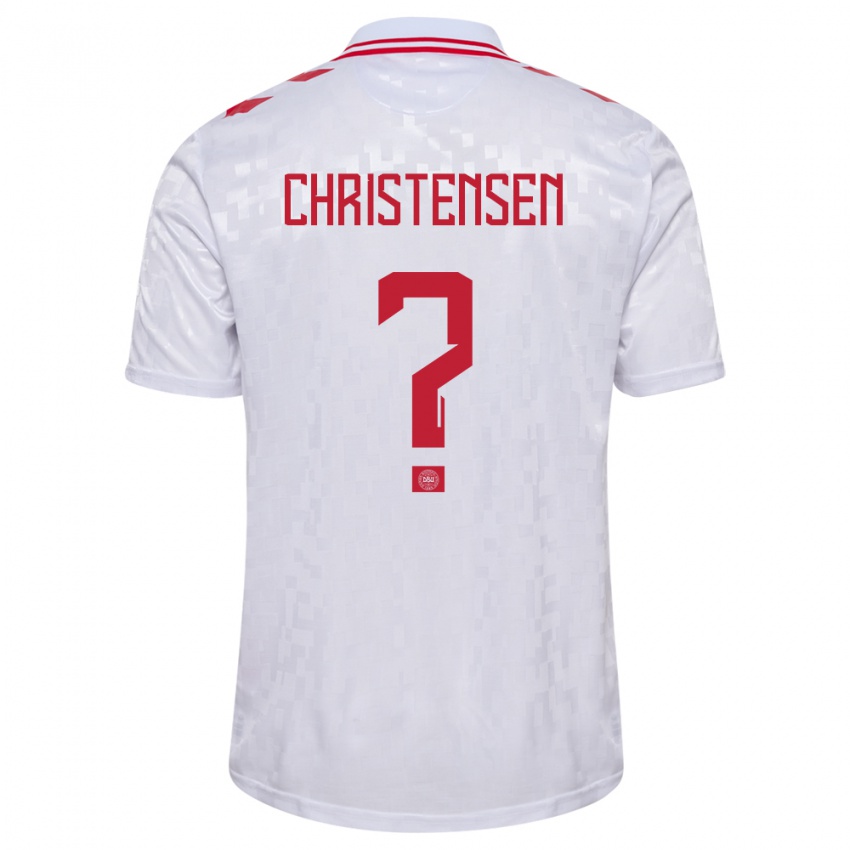 Mænd Danmark Sebastian Christensen #0 Hvid Udebane Spillertrøjer 24-26 Trøje T-Shirt