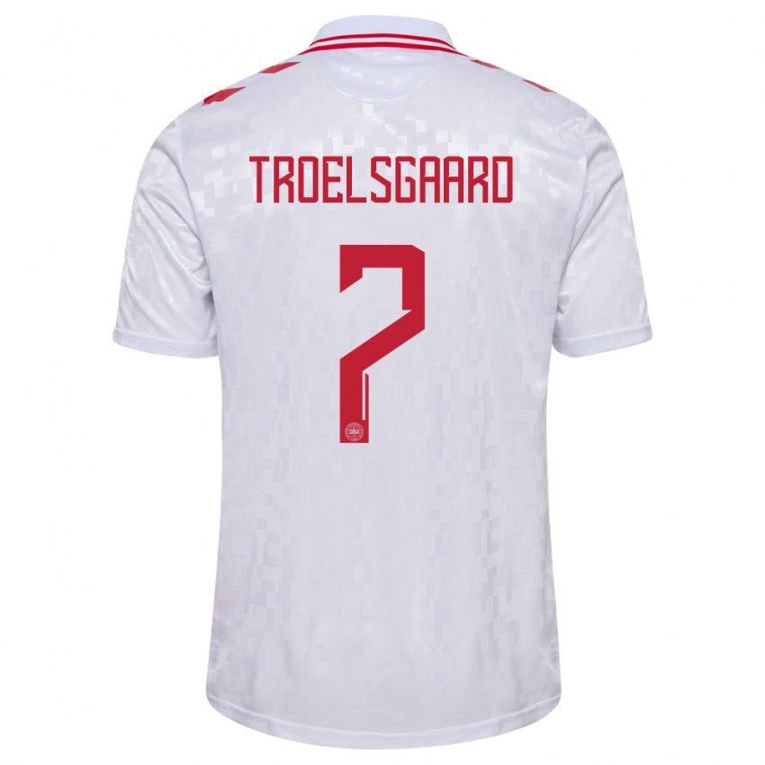 Mænd Danmark Sanne Troelsgaard #7 Hvid Udebane Spillertrøjer 24-26 Trøje T-Shirt