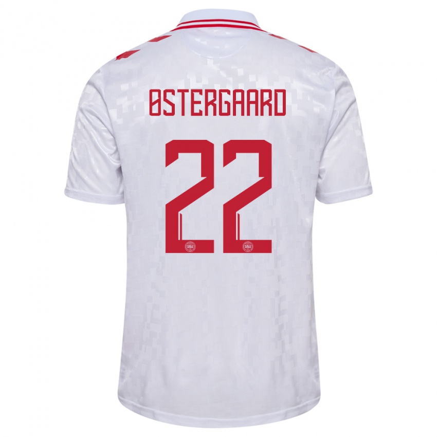Mænd Danmark Maja Bay Ostergaard #22 Hvid Udebane Spillertrøjer 24-26 Trøje T-Shirt