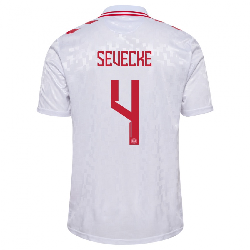 Mænd Danmark Rikke Sevecke #4 Hvid Udebane Spillertrøjer 24-26 Trøje T-Shirt