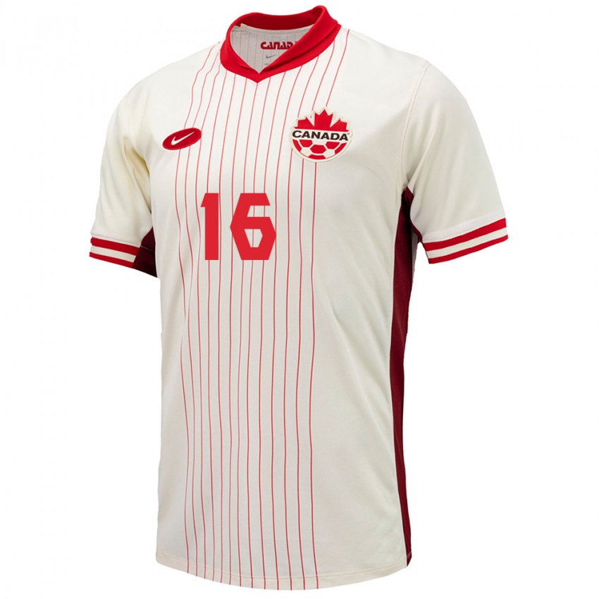 Mænd Canada Dominic Kantorowicz #16 Hvid Udebane Spillertrøjer 24-26 Trøje T-Shirt