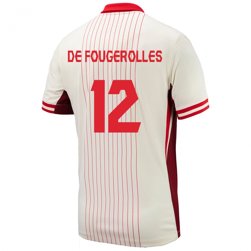Mænd Canada Luc De Fougerolles #12 Hvid Udebane Spillertrøjer 24-26 Trøje T-Shirt