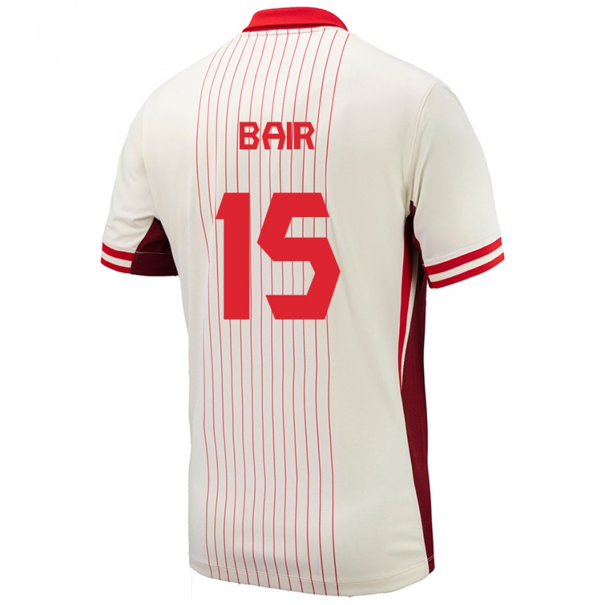 Mænd Canada Theo Bair #15 Hvid Udebane Spillertrøjer 24-26 Trøje T-Shirt