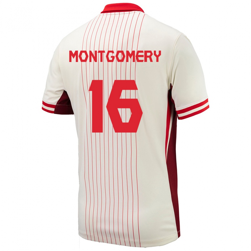 Mænd Canada Callum Montgomery #16 Hvid Udebane Spillertrøjer 24-26 Trøje T-Shirt
