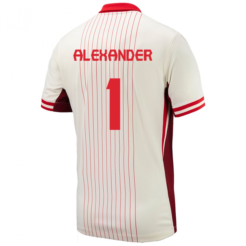 Mænd Canada Ben Alexander #1 Hvid Udebane Spillertrøjer 24-26 Trøje T-Shirt