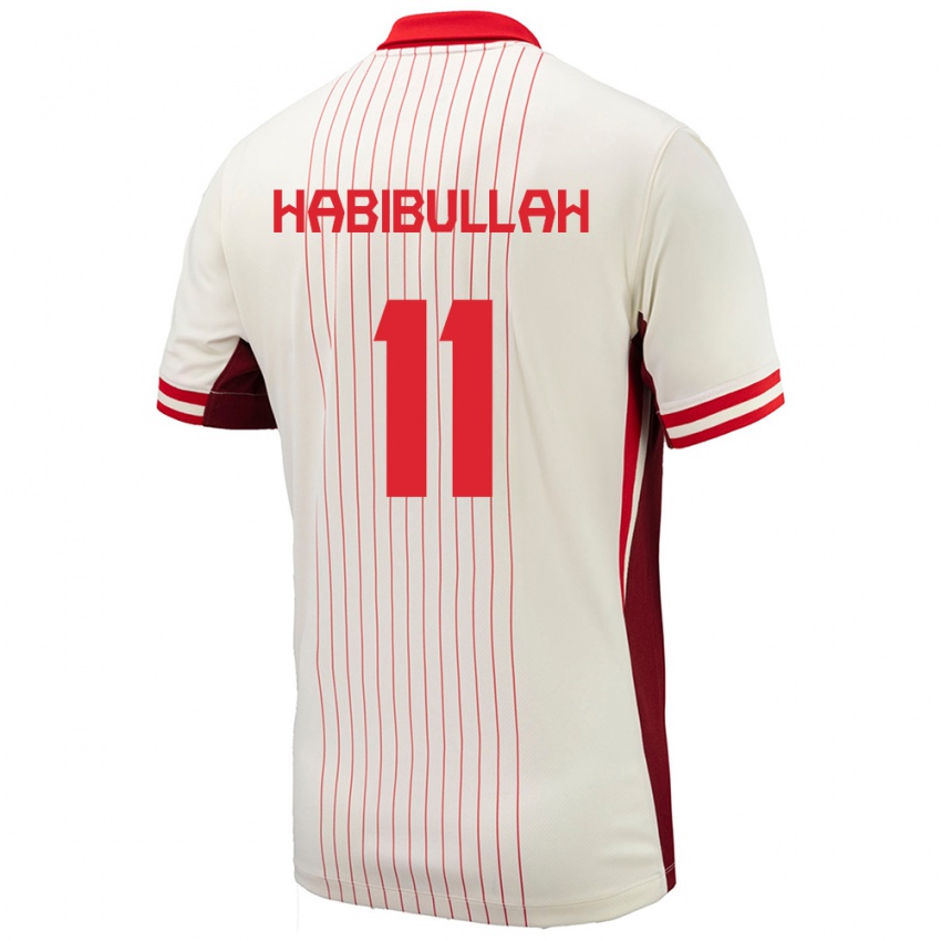 Mænd Canada Kamron Habibullah #11 Hvid Udebane Spillertrøjer 24-26 Trøje T-Shirt