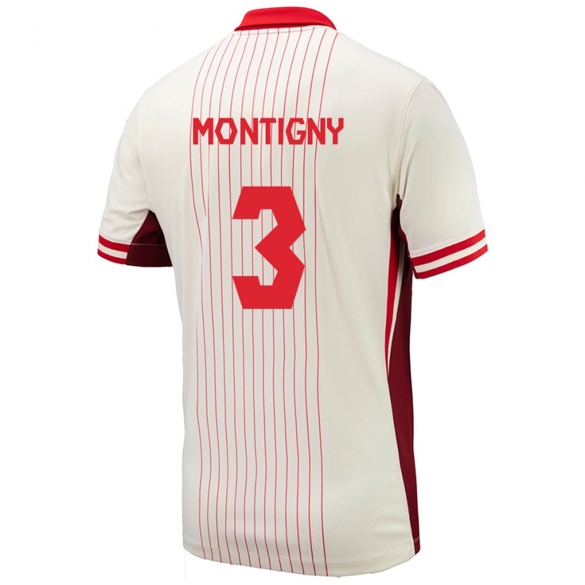 Mænd Canada Gaël De Montigny #3 Hvid Udebane Spillertrøjer 24-26 Trøje T-Shirt