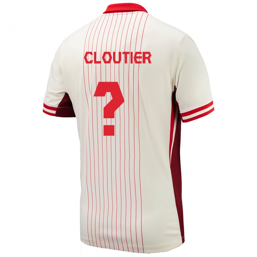 Mænd Canada Loic Cloutier #0 Hvid Udebane Spillertrøjer 24-26 Trøje T-Shirt