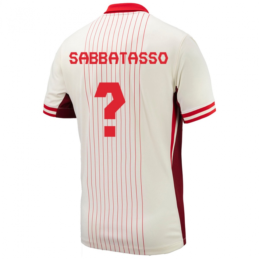 Mænd Canada Jeronimo Sabbatasso #0 Hvid Udebane Spillertrøjer 24-26 Trøje T-Shirt