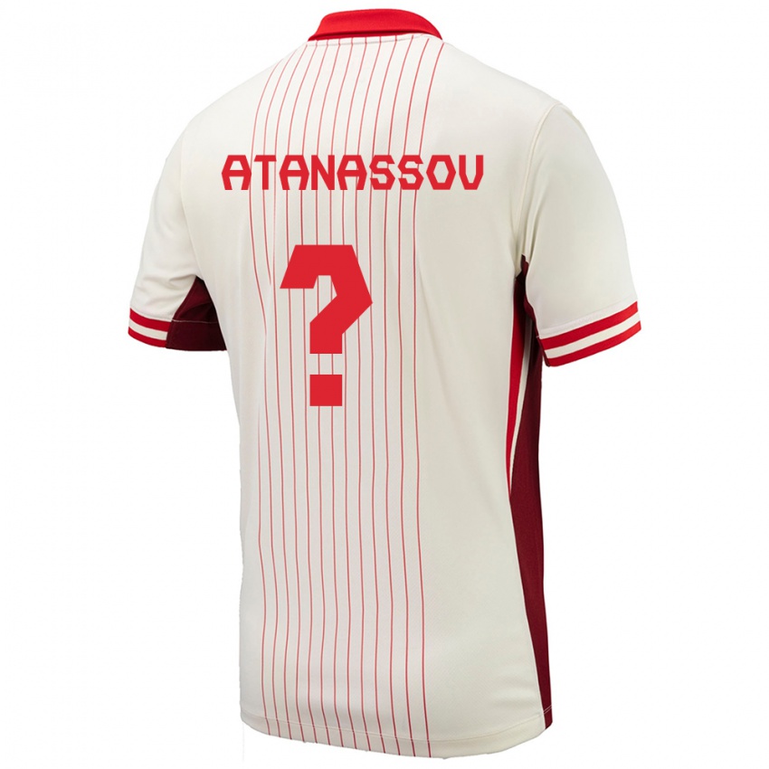 Mænd Canada Georgi Atanassov #0 Hvid Udebane Spillertrøjer 24-26 Trøje T-Shirt