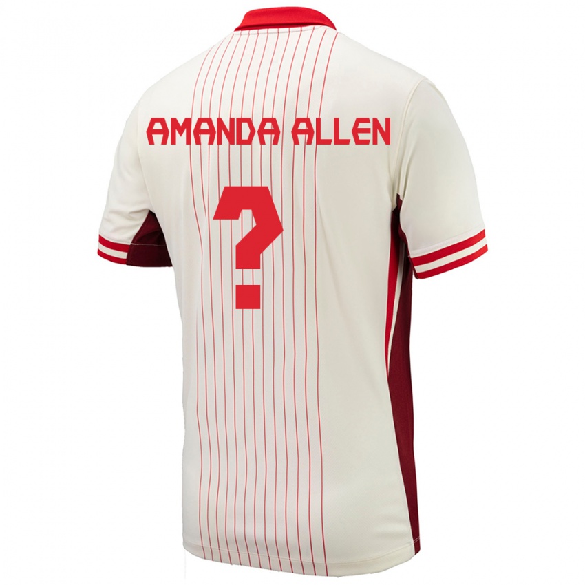 Mænd Canada Amanda Allen #0 Hvid Udebane Spillertrøjer 24-26 Trøje T-Shirt